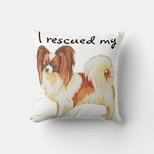 Rescue Papillon Throw Pillow