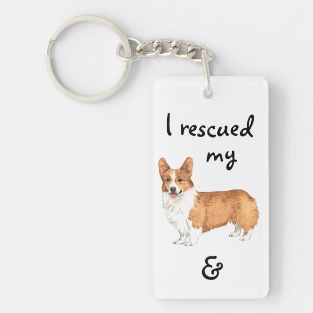 Rescue Pembroke Welsh Corgi Keychain (Front)