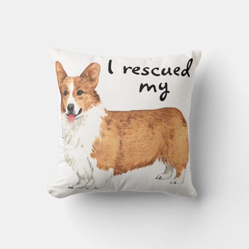 Rescue Pembroke Welsh Corgi Throw Pillow