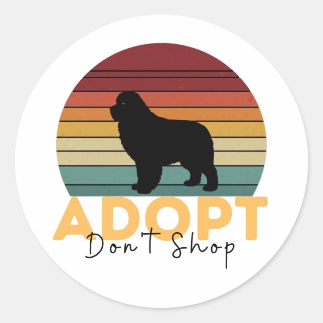 Rescue Pet Support – Adopt Don't Shop Newfy Dog Classic Round Sticker (Front)