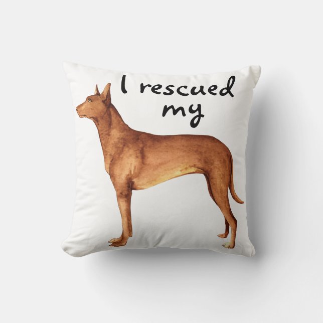 Rescue Pharaoh Hound Throw Pillow (Front)