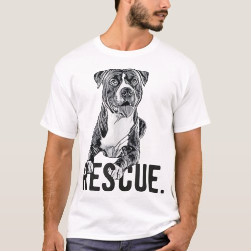 Rescue Pitbull Drawing Dog Mom Adopt dont Shop Ma T_Shirt