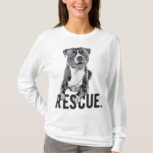 Rescue Pitbull Drawing Dog Mom Adopt don't Shop Ma T-Shirt