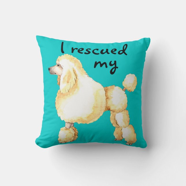 Rescue Poodle Throw Pillow (Front)