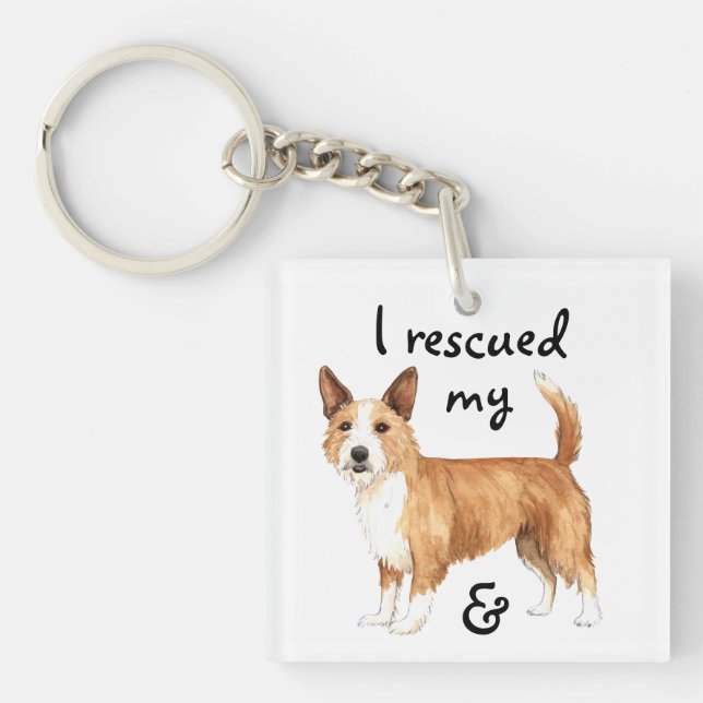 Rescue Portuguese Podengo Pequeno Keychain (Front)