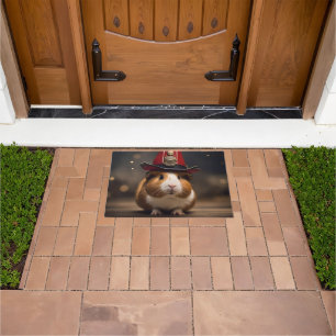 Rescue Ready: Guinea Pig in a Fireman's Hat, Doormat