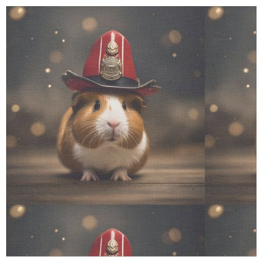 Rescue Ready: Guinea Pig in a Fireman's Hat, Fabric