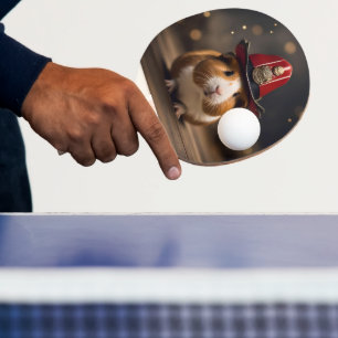 Rescue Ready: Guinea Pig in a Fireman's Hat, Ping Pong Paddle