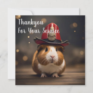 **"Rescue Ready: Guinea Pig in a Fireman's Hat"** Thank You Card