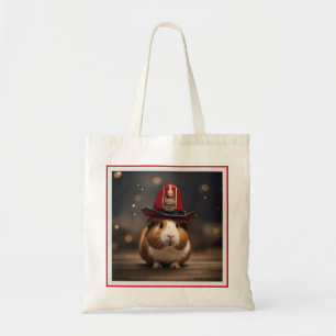 Rescue Ready: Guinea Pig in a Fireman's Hat, Tote Bag