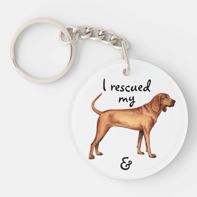 Rescue Redbone Coonhound Keychain (Front)