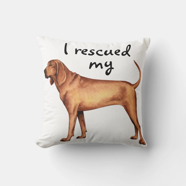 Rescue Redbone Coonhound Throw Pillow (Front)
