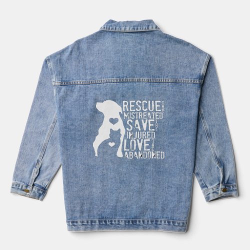 Rescue Save Love Animal Rescue Dog Cat  Denim Jacket