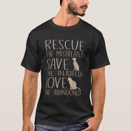 Rescue Save Love Animal Rescue Dog Cat T_Shirt