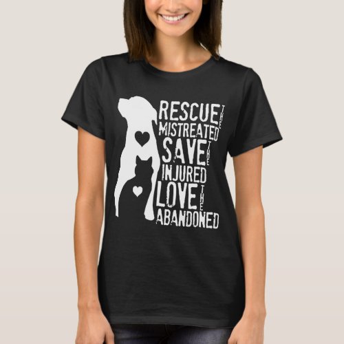 Rescue Save Love Animal Rescue Dog Lover Cat Lo T_Shirt