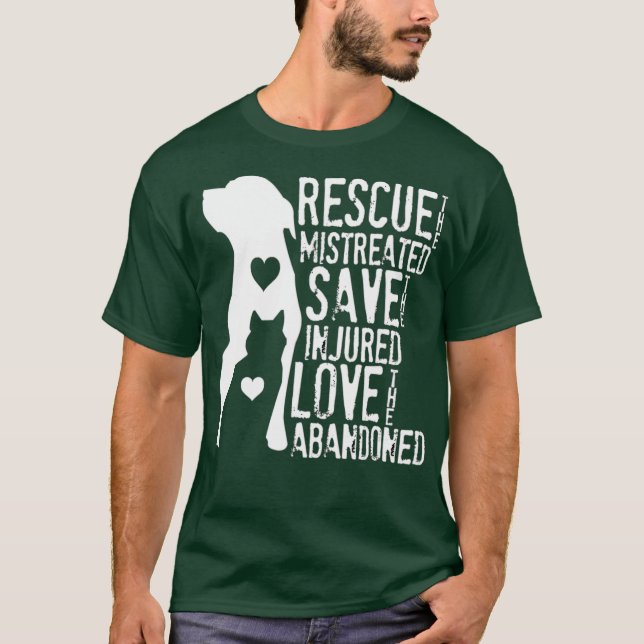 Rescue Save Love Animal Rescue Dog Lover Cat T-Shirt (Front)