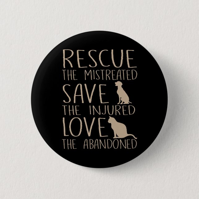 Rescue Save Love - Cute Animal Rescue Dog Cat Love Button (Front)