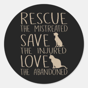 Rescue Save Love - Cute Animal Rescue Dog Cat Love Classic Round Sticker