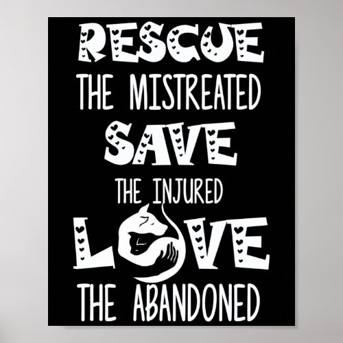 Rescue Save Love Cute Animal Rescue Dog Cat Lovers Poster