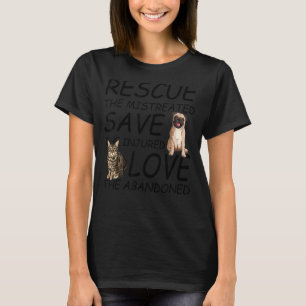 Rescue Save Love Cute Animal Rescue Dog Cat T-Shirt