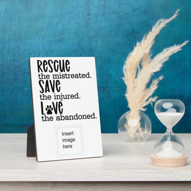 Rescue Save Love Personalized Pet Adoption Photo Plaque (Side)