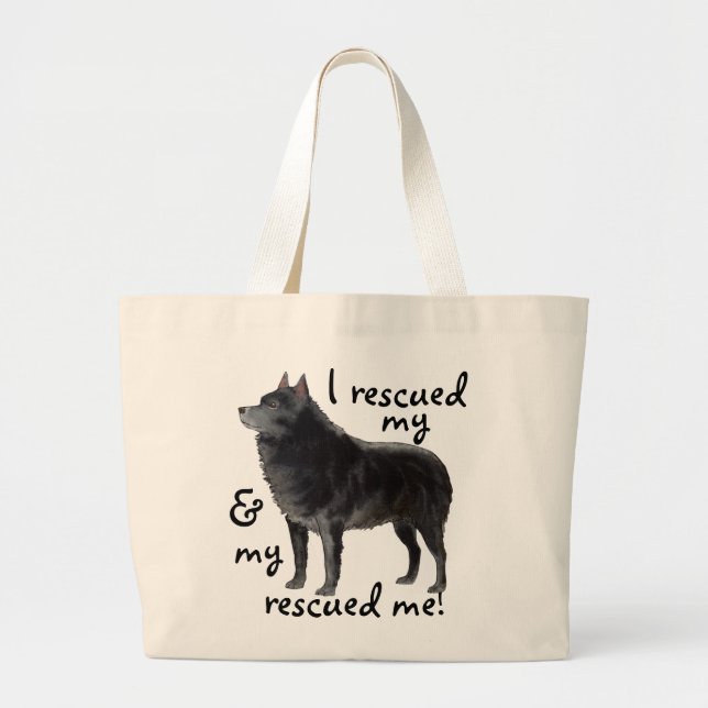 Rescue Schipperke Large Tote Bag (Front)