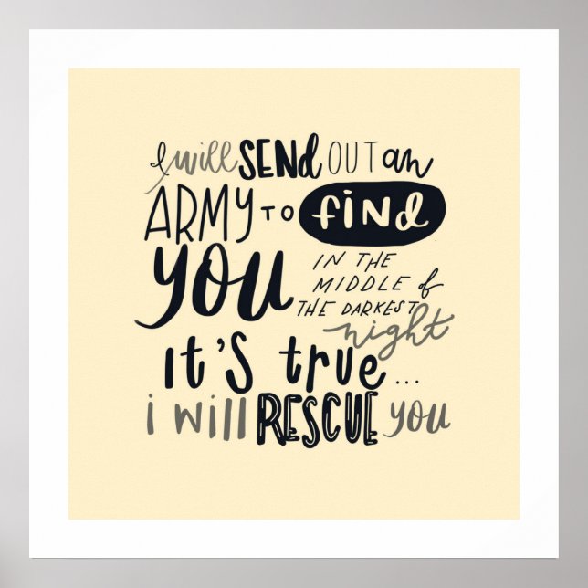 Rescue Song Lyrics : White Border Poster (Front)