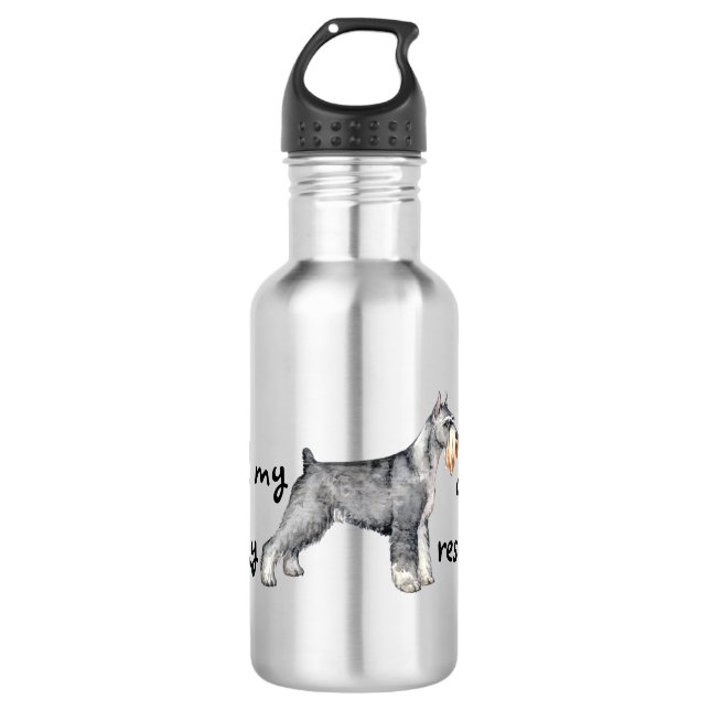 Rescue Standard Schnauzer Stainless Steel Water Bottle (Front)