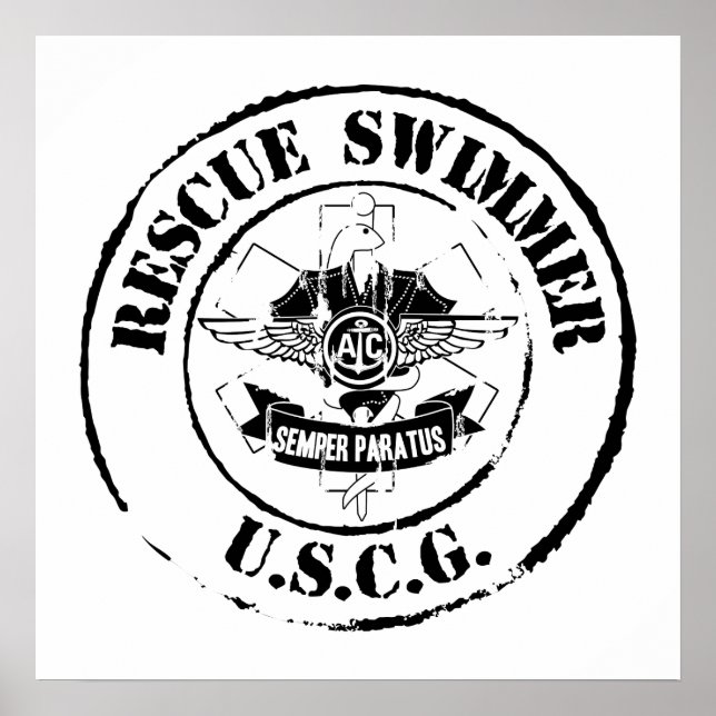 Rescue Swimmer (Grunge) Poster (Front)
