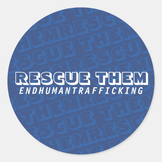 Rescue Them in Dark Blue Classic Round Sticker (Front)