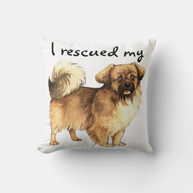 Rescue Tibetan Spaniel Throw Pillow (Front)