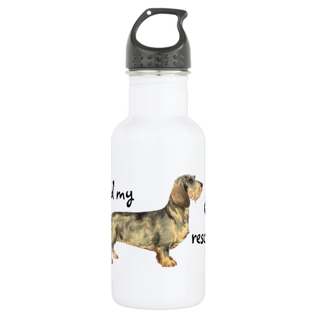 Rescue Wirehaired Dachshund Stainless Steel Water Bottle (Front)