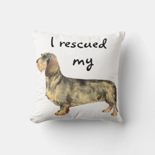 Rescue Wirehaired Dachshund Throw Pillow