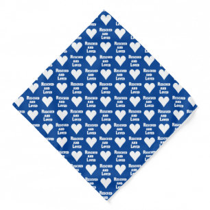 Rescued And Loved Heart Blue Bandana
