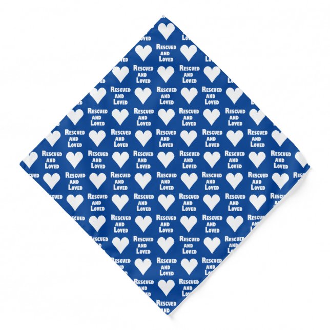 Rescued And Loved Heart Blue Bandana (Front)