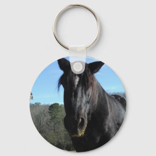 Rescued Black Draft Horse Keychain