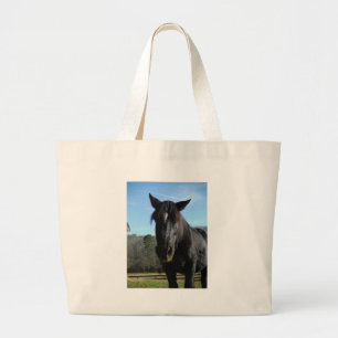 Rescued Black Draft Horse Large Tote Bag