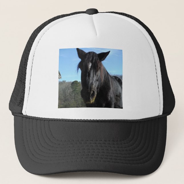 Rescued Black Draft Horse Trucker Hat (Front)