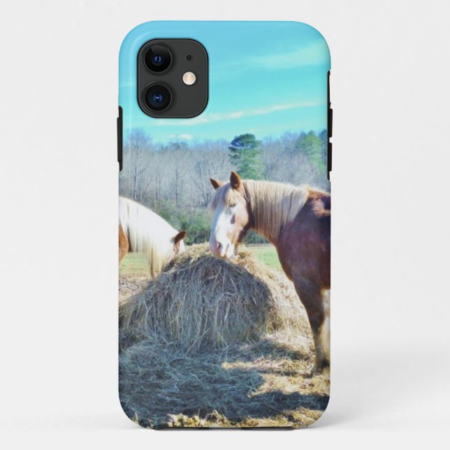 Rescued Draft Horses eating hay Case-Mate iPhone Case (Back)