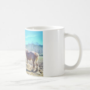 Rescued Draft Horses eating hay Coffee Mug