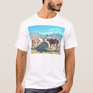 Rescued Draft Horses eating hay T-Shirt