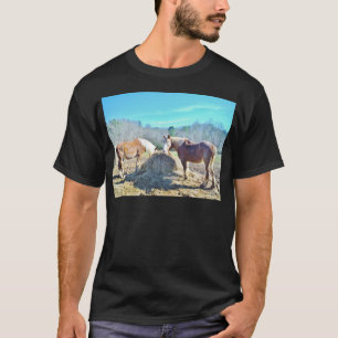 Rescued Draft Horses eating hay T-Shirt
