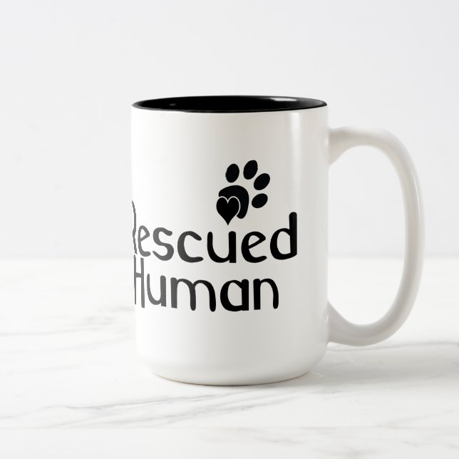 Rescued Human Dog Lover Two-Tone Coffee Mug (Right)
