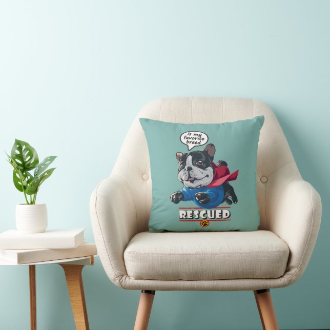 Rescued is my favorite breed | 16" Throw Pillow (Chair)