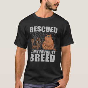 Rescued Is My Favorite Breed Cats Animal Shelter V T-Shirt