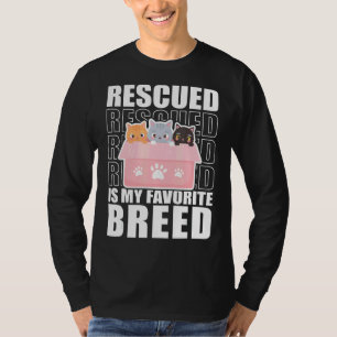 Rescued Is My Favorite Breed Cats Animal Shelter V T-Shirt