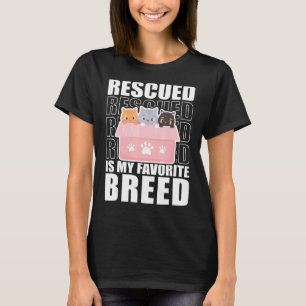 Rescued Is My Favorite Breed Cats Animal Shelter V T-Shirt
