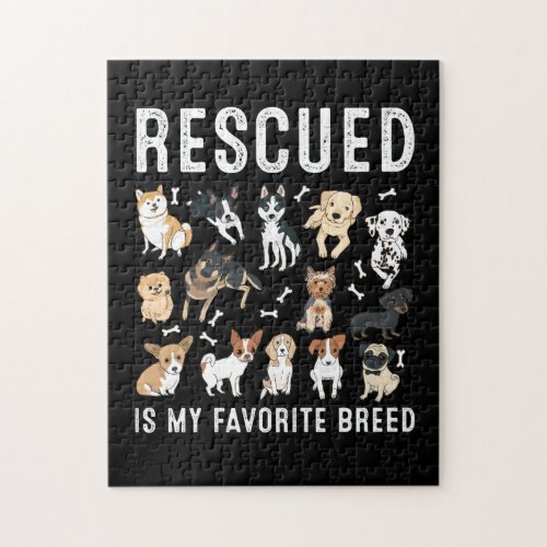 Rescued Is My Favorite Breed Cute Rescue Dogs Jigsaw Puzzle