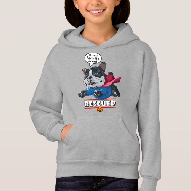 Rescued is my favorite breed | Kid Pullover Hoodie (Front)