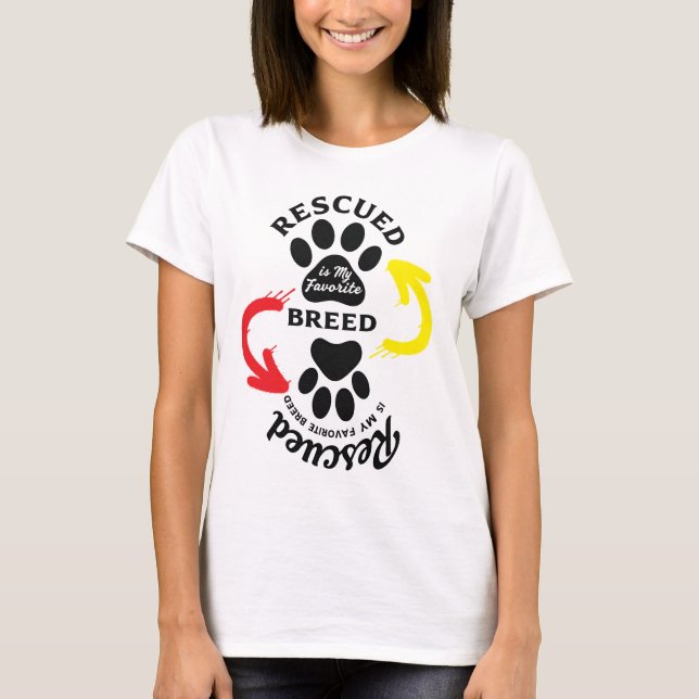 Rescued Is My Favorite Breed – Minimal Pet Lover  T-Shirt (Front)